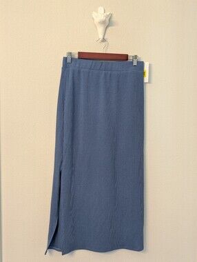 Moa Moa Cornflower Blue Midi Length Skirt With Slit